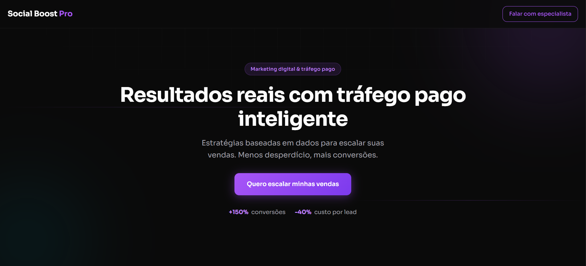 Social Boost Pro - preview do site